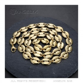 COH0038 BOBIJOO Jewelry Collar de granos de café hombre XXL 13mm 70cm Acero Oro