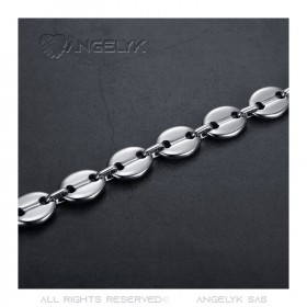 COH0038S BOBIJOO Jewelry Coffee bean necklace man XXL 13mm 70cm Steel Silver