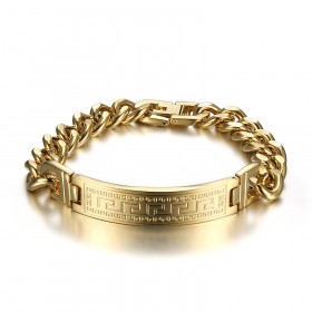 Men's Gold Curb Bracelet Stainless Steel bobijoo