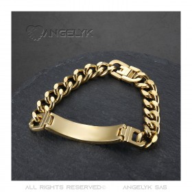 Men's Gold Curb Bracelet Stainless Steel bobijoo