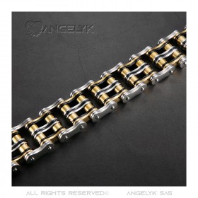 BR0243 BOBIJOO Jewelry Pulsera de cadena de motocicleta grande Acero Dorado Negro Plata