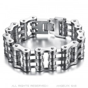 Large Bracelet Chaine de Moto Acier 316 Argenté Chrome bobijoo