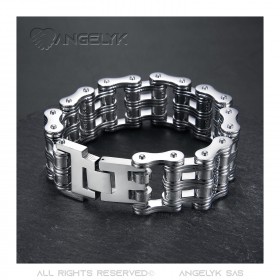 BR0244 BOBIJOO Jewelry Pulsera de cadena de motocicleta grande Acero 316 Plata Cromado