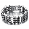 BR0245 BOBIJOO Jewelry Bracciale Catena Moto Grande Acciaio Argento Nero Cromato