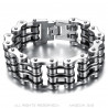 BR0245 BOBIJOO Jewelry Large Motorcycle Chain Bracelet Steel Silver Black Chrome