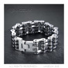 BR0245 BOBIJOO Jewelry Pulsera de cadena de motocicleta grande Acero Plata Negro Cromado