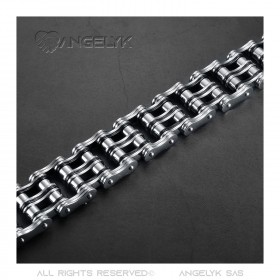 Large Bracelet Chaine de Moto Acier Argenté Noir Chrome bobijoo