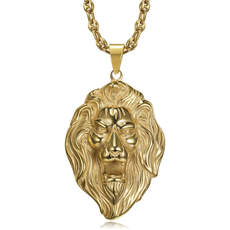 Pendentif tête de lion XL et Collier Grain de Café bobijoo