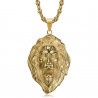 PE0009 BOBIJOO Jewelry XL lion head pendant and coffee bean necklace