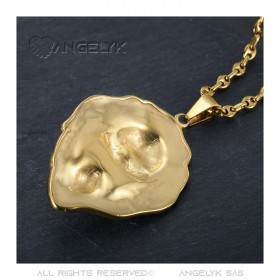 PE0009 BOBIJOO Jewelry XL lion head pendant and coffee bean necklace