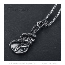 PE0072 BOBIJOO Jewelry Colgante Guitarra eléctrica Rock Snake Biker