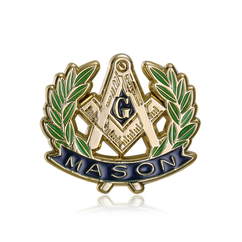 Pins Masonic G Bracket Compass Acacia Gold  IM#19982