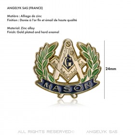 Pins Masonic G Bracket Compass Acacia Gold  IM#19984