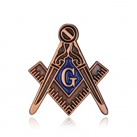 PIN0006 BOBIJOO JEWELRY Freemason pins Square Compass G Bronze Blue enamel