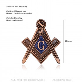 PIN0006 BOBIJOO JEWELRY Freemason pins Square Compass G Bronze Blue enamel