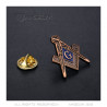 Pins franc-maçon Equerre Compas G Bronze Email bleu bobijoo