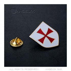 Pino Scudo Cavaliere Templare Croce Bianca Pattee Rosso  IM#19997