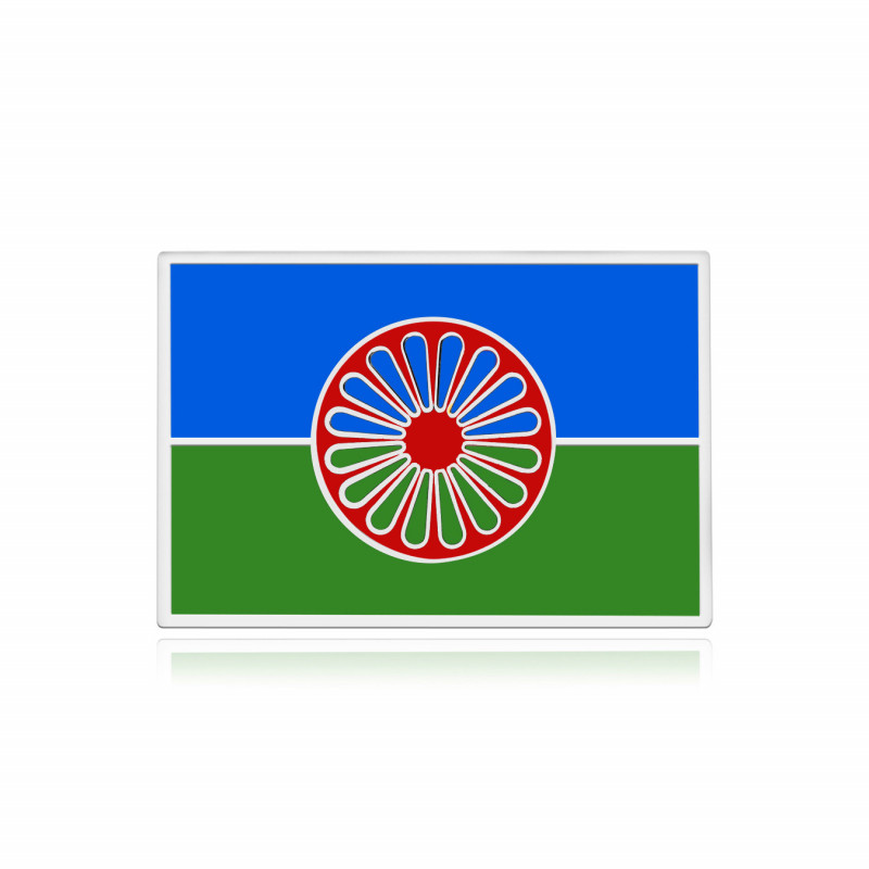 PIN0039 BOBIJOO Jewelry Travellers Pins, die silberne und emaillierte Roma-Flagge