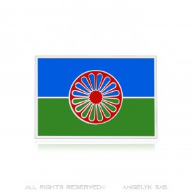 PIN0039 BOBIJOO Jewelry Travellers Pins, die silberne und emaillierte Roma-Flagge