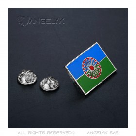 PIN0039 BOBIJOO Jewelry Pines de viajero, la bandera romana de plata y esmalte