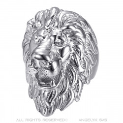 anello testa di leone: diamanti in argento e occhi, enorme gioiello bobijoo