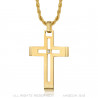 PE0086 BOBIJOO Jewelry Men's cross necklace Stainless steel Gold Diamond