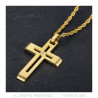 PE0086 BOBIJOO Jewelry Men's cross necklace Stainless steel Gold Diamond