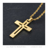 PE0086 BOBIJOO Jewelry Men's cross necklace Stainless steel Gold Diamond