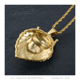 PE0139 BOBIJOO Jewelry Lion head pendant crowned with gold or silver diamonds