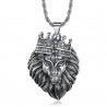 Pendentif tête de Lion couronnée Diamants Or ou Argent bobijoo