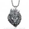 PE0139 BOBIJOO Jewelry Lion head pendant crowned with gold or silver diamonds