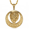 Collier lion, imposant soleil et tête rayonnante, Acier et Or bobijoo