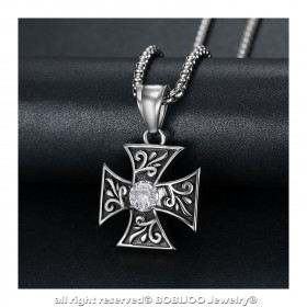 PE0231 BOBIJOO Jewelry Pendant Templar Cross Pattée Diamond Knight