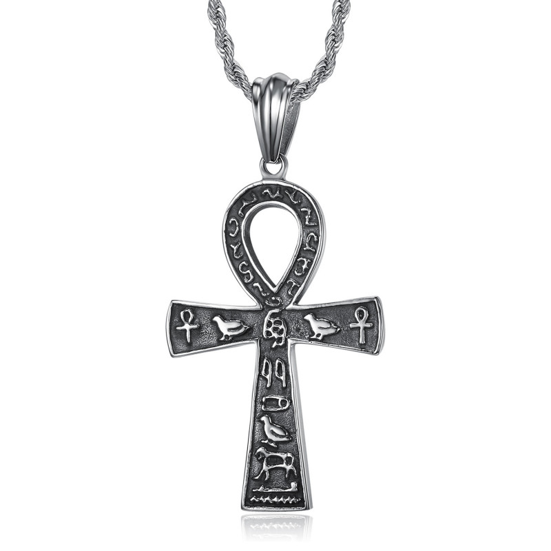 PE0325 BOBIJOO Jewelry Ankh-Anhänger, das ägyptische Kreuz und seine Hieroglyphen