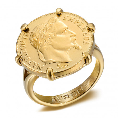 Moneta da 20 franchi placcata in oro con anello graffiato Napoleone   IM#20119