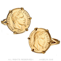 Moneta da 20 franchi placcata in oro con anello graffiato Napoleone   IM#20120