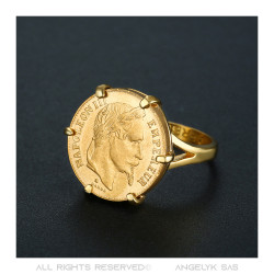 Moneta da 20 franchi placcata in oro con anello graffiato Napoleone   IM#20121