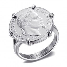 Juego de anillos con garras de Napoleón Moneda 20 francos Louis Gold Silver   IM#20126