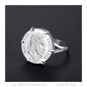 Juego de anillos con garras de Napoleón Moneda 20 francos Louis Gold Silver   IM#20128