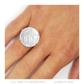 Napoleon Clawed Ring Set Münze 20 Franken Louis Gold Silber   IM#20130