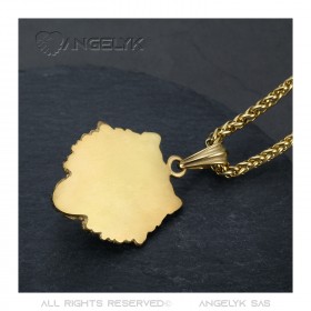 PE0327 BOBIJOO Jewelry Collana testa di lupo Acciaio inossidabile e oro