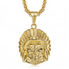 PE0328 BOBIJOO Jewelry Indian head necklace Stainless steel and Gold