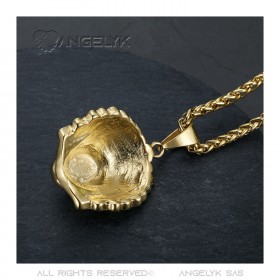 PE0328 BOBIJOO Jewelry Indian head necklace Stainless steel and Gold