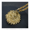 PE0329 BOBIJOO Jewelry Lion head necklace flaming mane steel gold