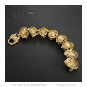 BR0286 BOBIJOO Jewelry Pulsera León Hombre Cabeza 150gr Acero y Oro