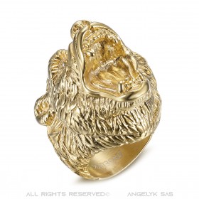 BA0395 BOBIJOO Jewelry Anillo de oso Anillo de sello hombre Acero Oro Diamantes
