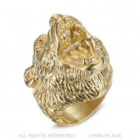 BA0395 BOBIJOO Jewelry Bear ring Signet ring man Steel Gold Diamonds