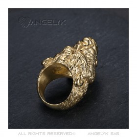 BA0395 BOBIJOO Jewelry Anello Orsetto Anello uomo Acciaio Oro Diamanti