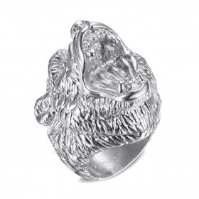 Bague ours Chevalière homme Acier Diamants bobijoo