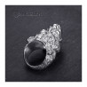 Bague ours Chevalière homme Acier Diamants bobijoo